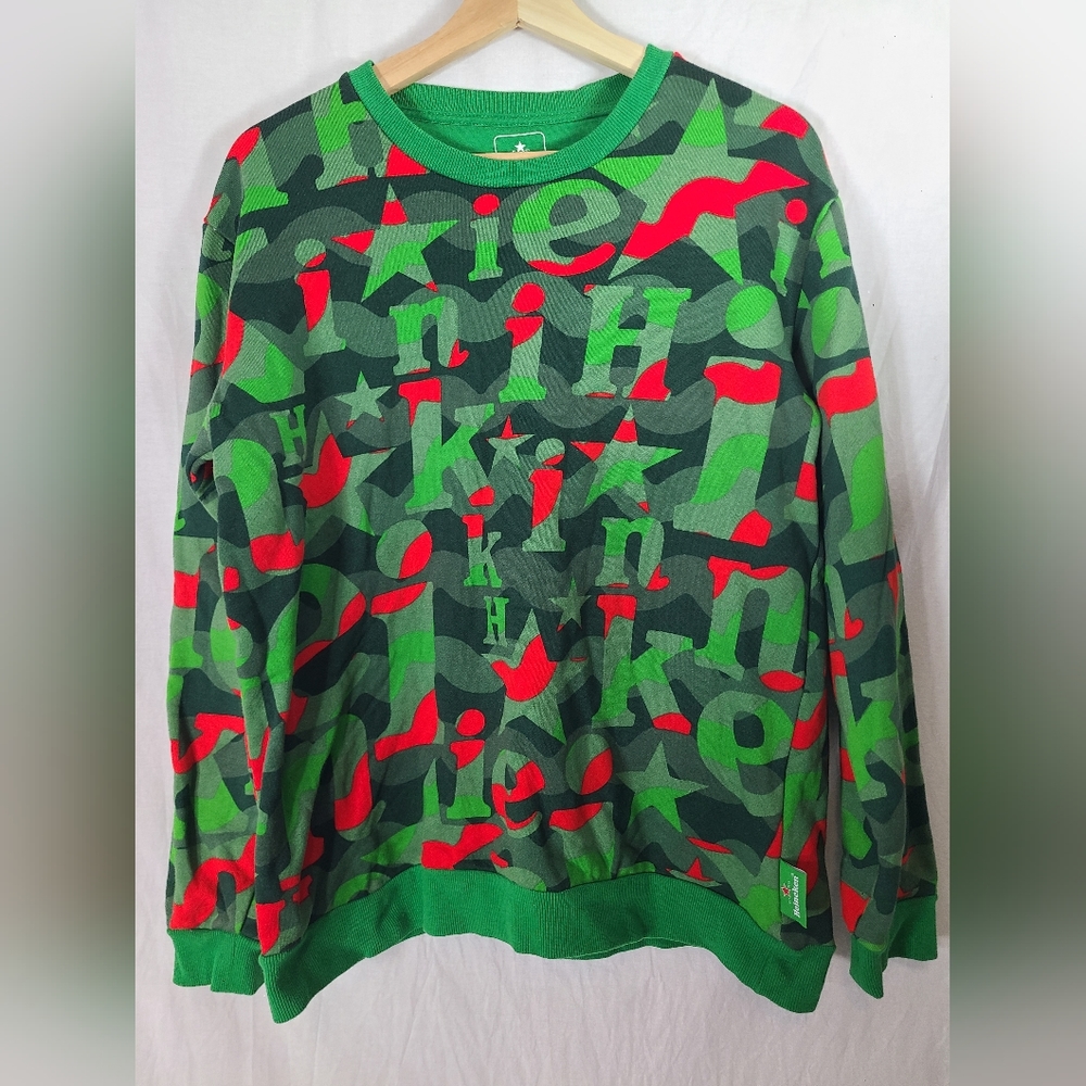 Heineken Men's Sweater Official Licensed Long Sleeve Abstract Pullover L